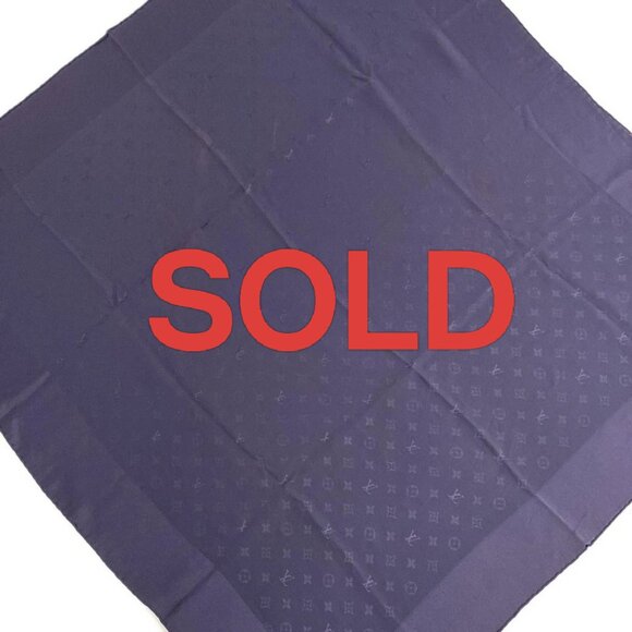 LOUIS VUITTON Calle Monaco Dark Navy Scarf 100 Silk 279-062425 - Picture 1 of 5